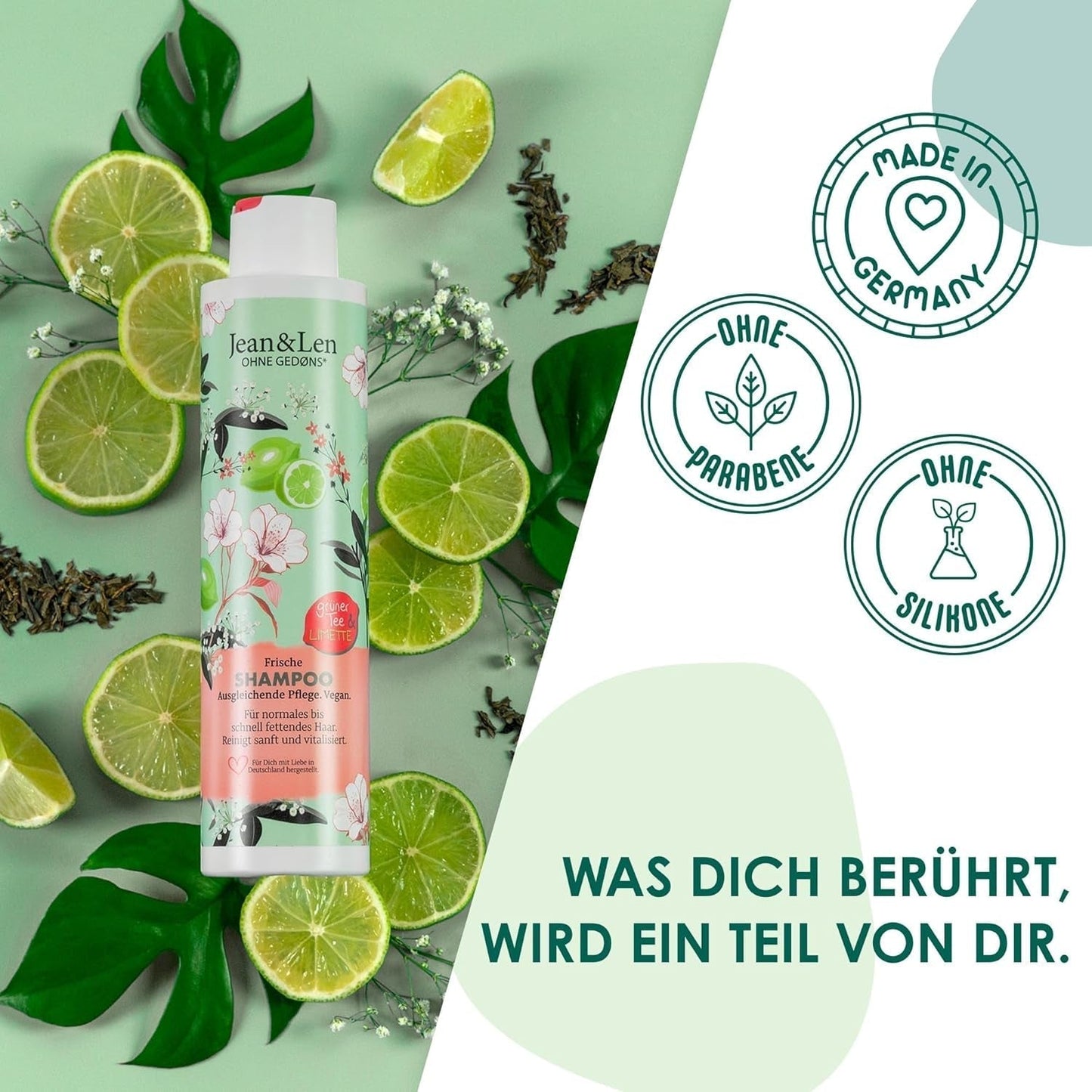 Jean & Len Green Tea & Lime hydratační šampon, pro normální až mastné vlasy, 300 ml Sprcha a koupel Jean & Len Green Tea & Lime