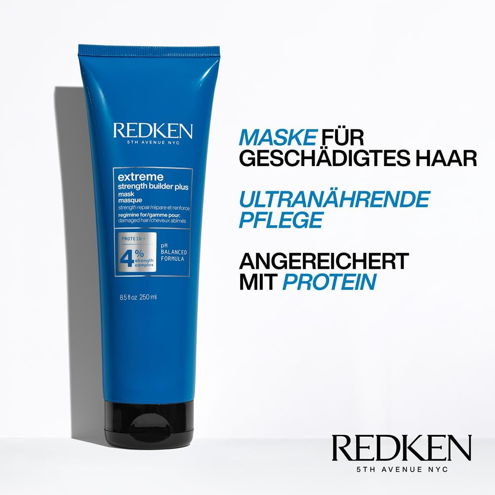 Redken Intenzivní maska na vlasy pro všechny poškozené vlasy, opravuje a regeneruje Maska pro extrémní sílu Builder Plus proti lámání 1 x 250 ml Naty Shop Hair Mask