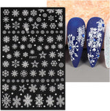 JMEOWIO Nálepka na nehty Weihnachten Weiß Glitter 8 Blatt Nálepka na nehty Selbtklebend Nagelaufkleber Schneeflocke Zimní dovolená Dekorace Nageldesign Zubehör