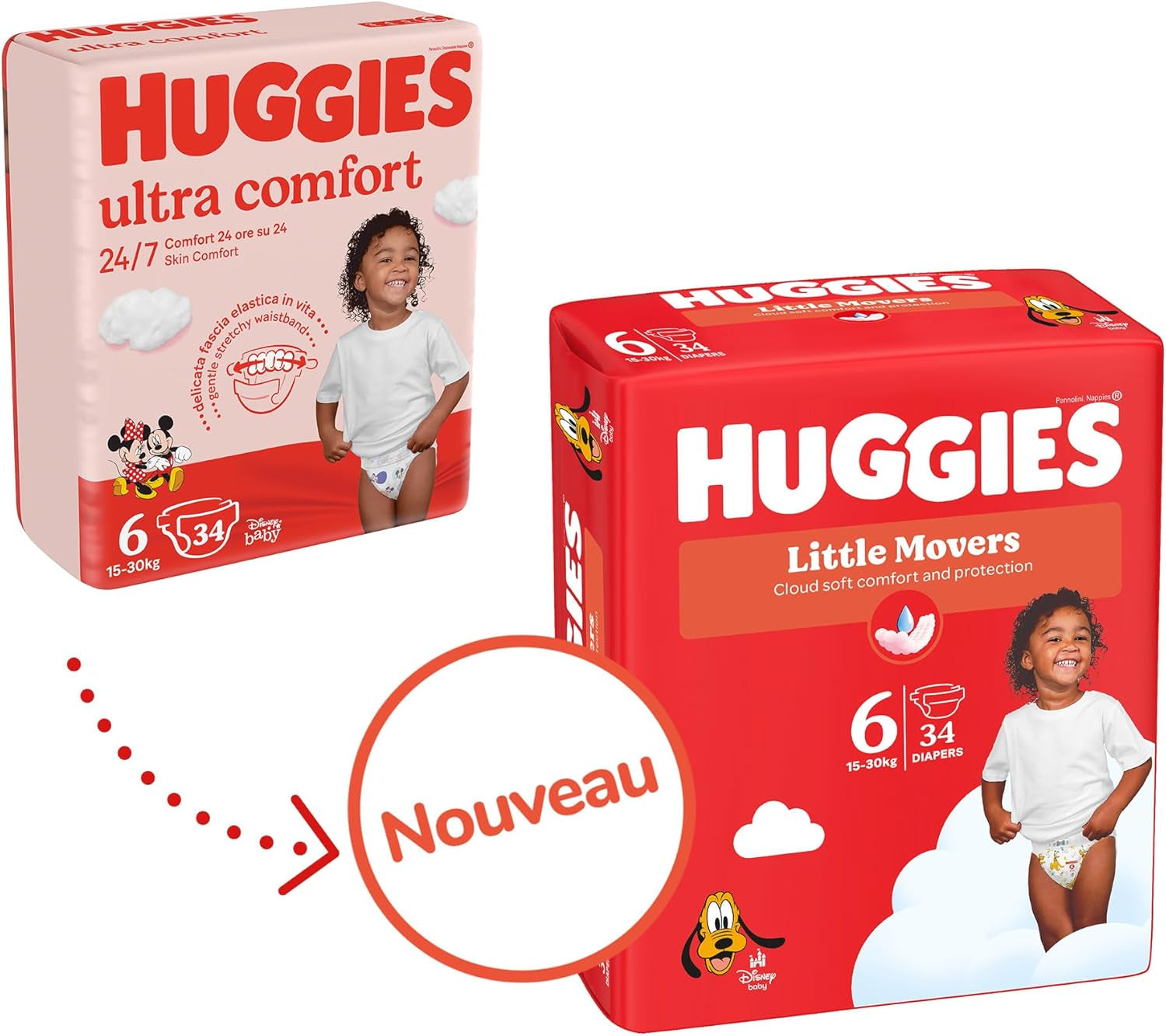 Huggies Dětské plenky Little Movers, Disney Design, velikost 6, počet 102 (3 x 34), měsíční krabička