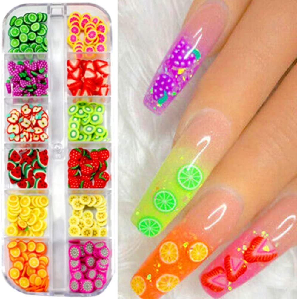4 sada Nagel Obst Scheiben, Basicon Niedliche Obst Polymer Scheiben Obst Scheibe Nail Nagel 3D Obstscheibe Nail Art Slice Für DIY Liefert Maniküre Dekoration Schleim Zubehör Nageldekorationen, 4 Stile