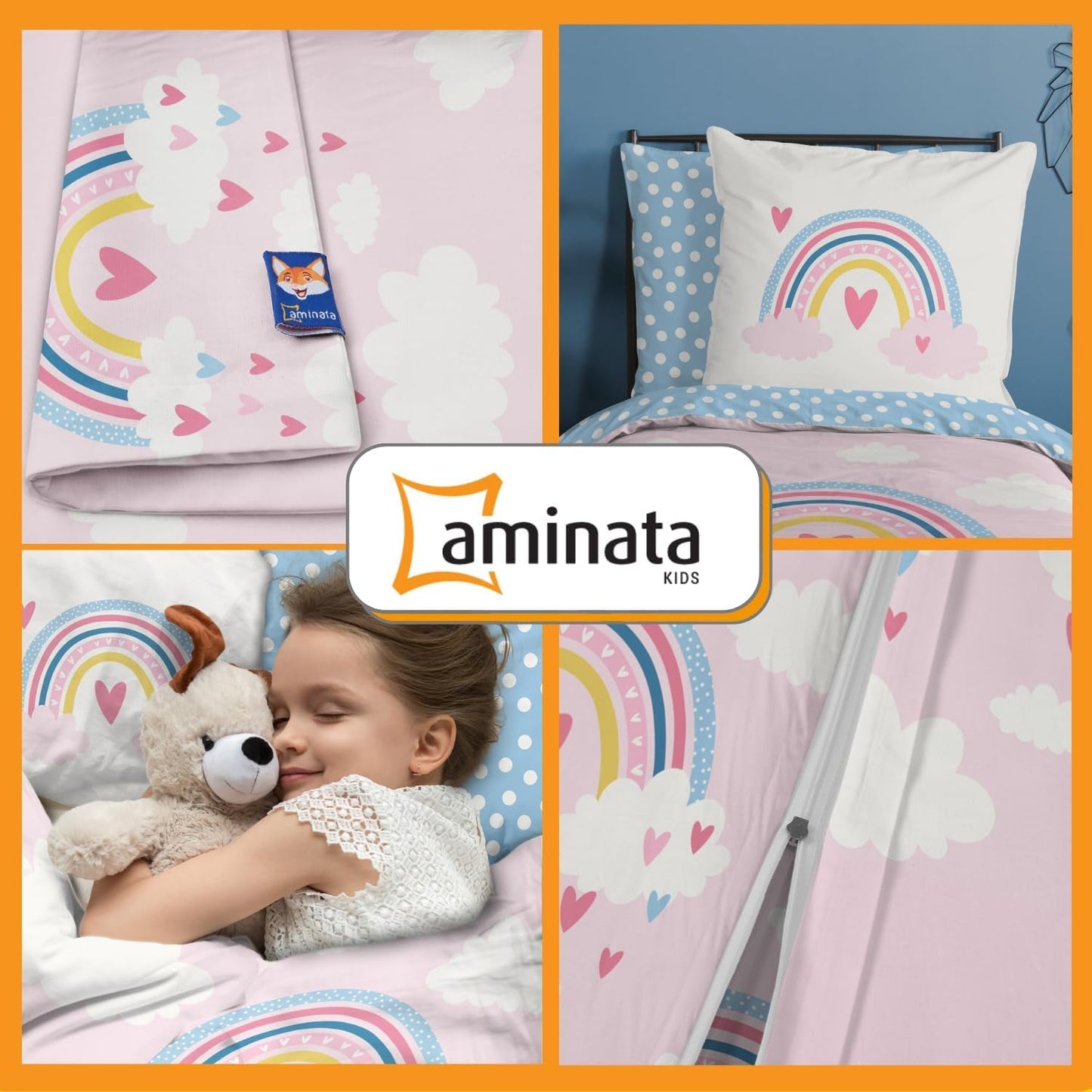 Dětské povlečení Aminata Dětské, duhové, oboustranné Povlečení dětské Naty Shop