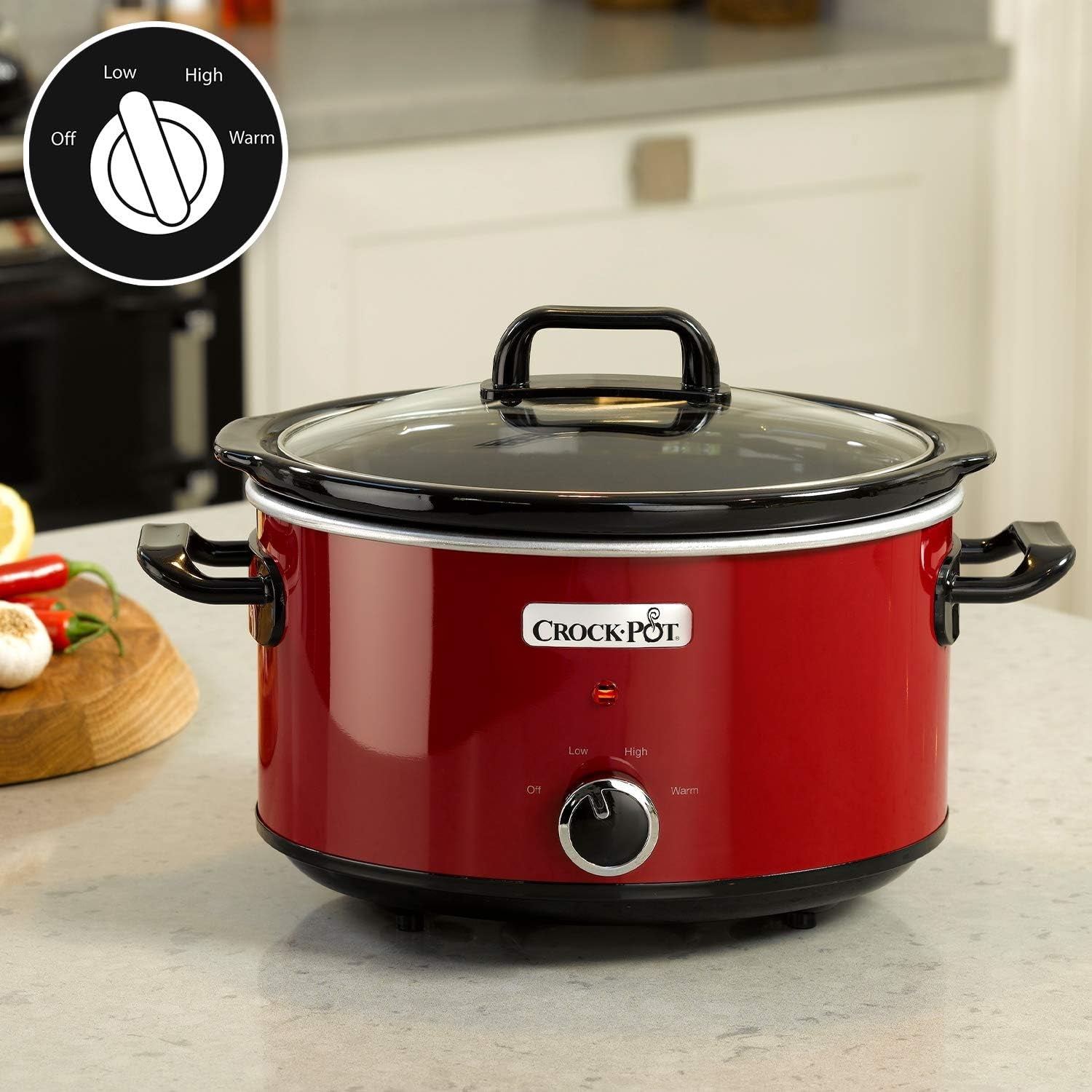 Pomalý hrnec Crock-Pot, 2 nastavení teploty + funkce udržování teploty, 3,5 litru (3-4 osoby), červený [SCV400RD] pomalý hrnec Naty Shop