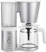 Espresso kávovar ZWILLING ENFINIGY s filtrem se skleněnou karafou o objemu 1,5 l, espresso kávovar s nerezovým bojlerem, funkcí kvetení a inteligentním odstraňováním vodního kamene, plast, stříbrná