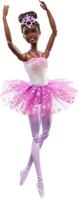 Panenka Barbie Dreamtopia Magic Light Ballerina s růžovým Tutu a blond vlasy 5 světelných a zvukových efektů Barbie Movable 3 roky a více HLC25 Naty Shop Dolls Single černé vlasy