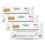 Dětské ubrousky Naty | 100% bylinný a bez parfemace pro citlivou pokožku | Bezplastové a certifikované kompostovatelné ubrousky s 98% čištěnou vodou | 672 ubrousků (12 balení)