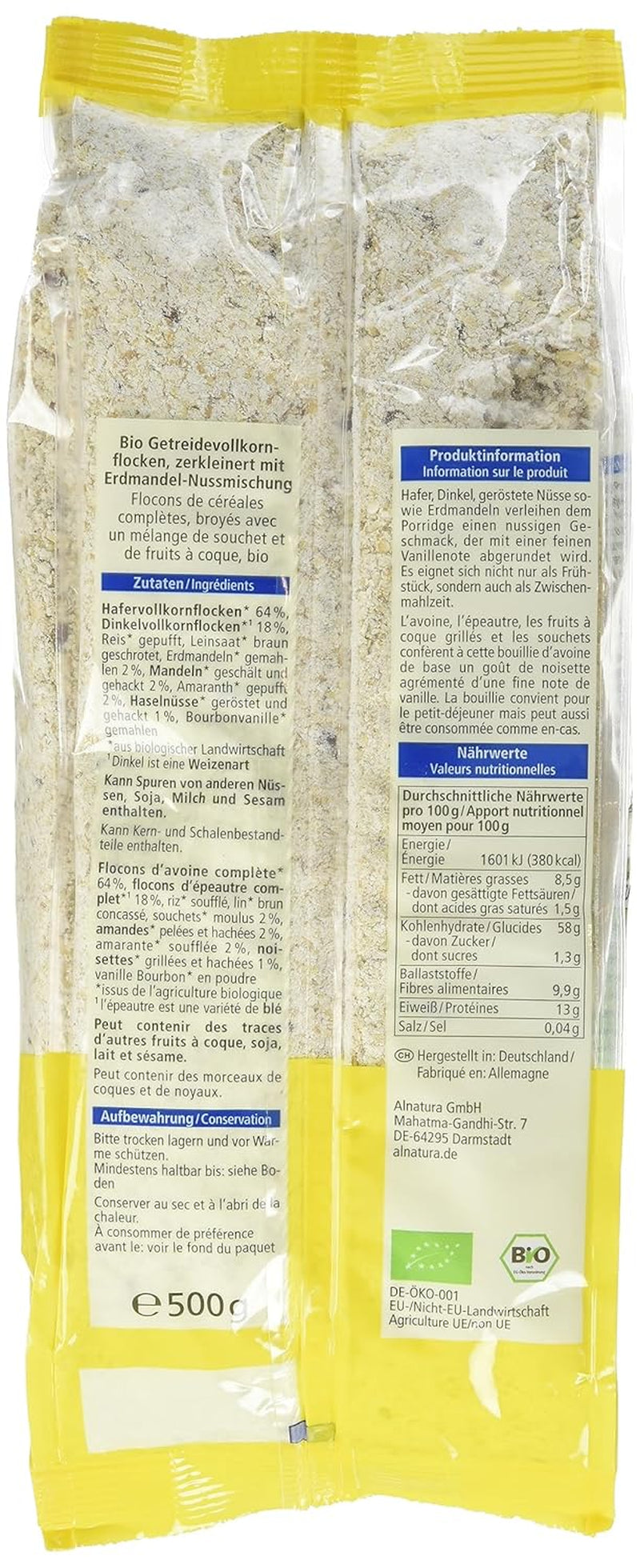 BIO základ kaše z ovesných vloček a špaldové kaše, 500g (balení 3 ks)