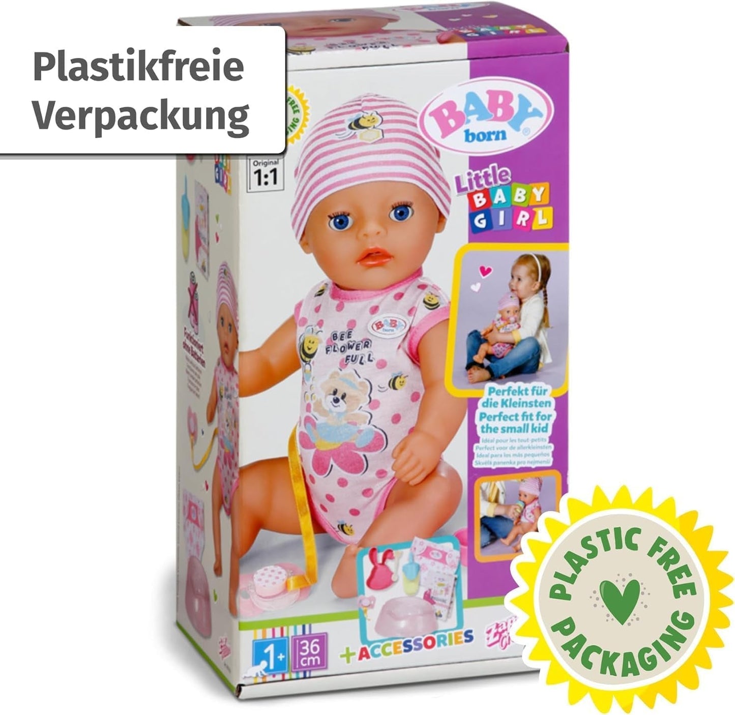 BABY Born Lena (holčička) 36 cm, panenka se 7 funkcemi pro děti od 1 roku, funguje bez baterie, velká panenka 36 cm, 834596 Zapf Creation, růžové panenky Naty Shop