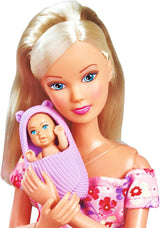 Simba 105733680 Steffi Love Doll Hello Baby (29 cm) - Těhotná panenka s rostoucím bříškem, panenka a doplňky - Hračka pro děti, dívky a kluky od 3 let
