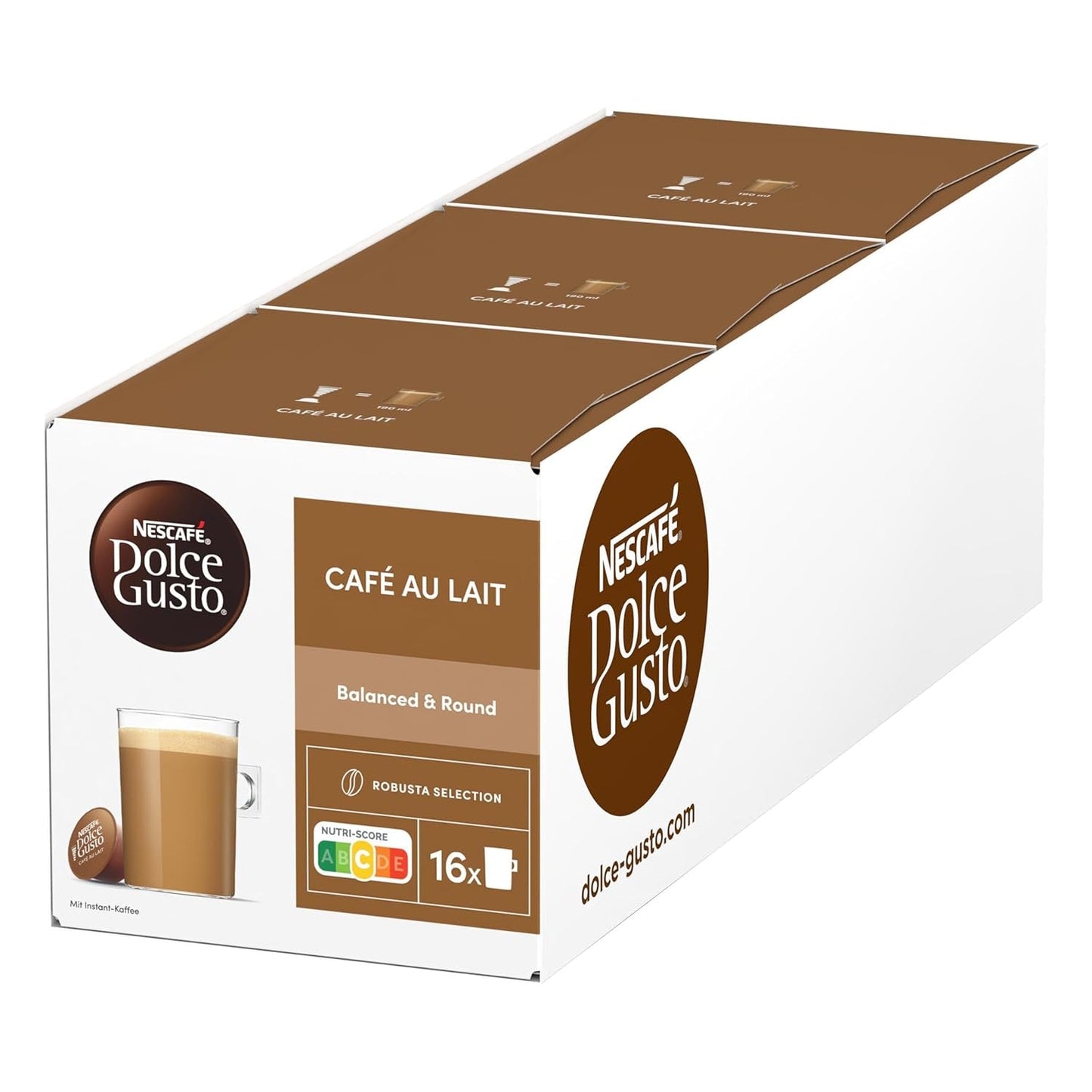 NESCAFÉ DOLCE GUSTO Café au Lait Kaffeekapseln 6er Pack (6 x 16 kapslí)