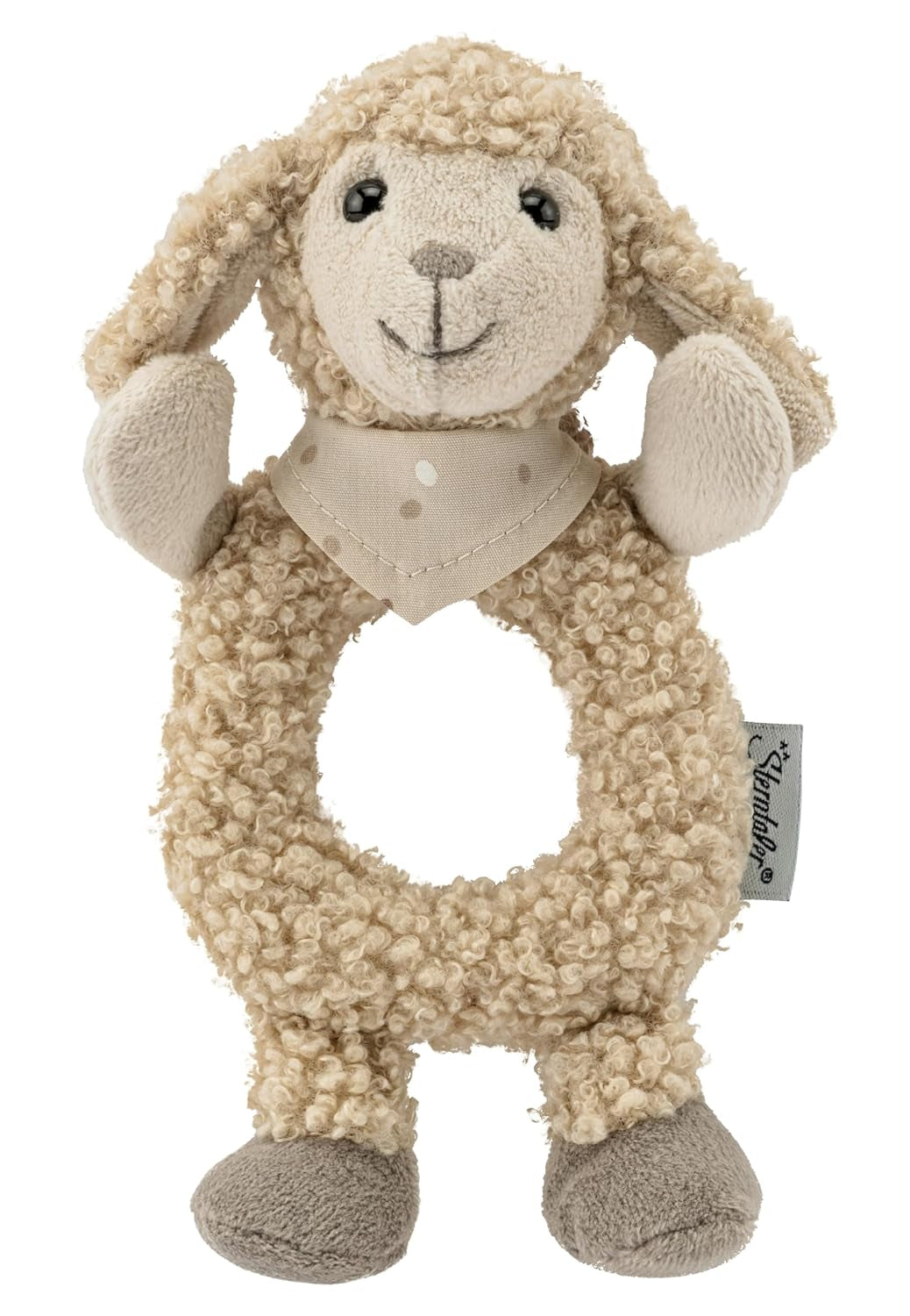 Flocke Sheep Sterntaler Catch Toy - motorická hračka pro chrastění, tápání a hraní - plyšová hračka pro miminka a děti s chrastítkem jako věrným kamarádem - hračka pro miminko vyrobená z měkké tkaniny pískové barvy Bebe Naty Shop Toys Výchozí název