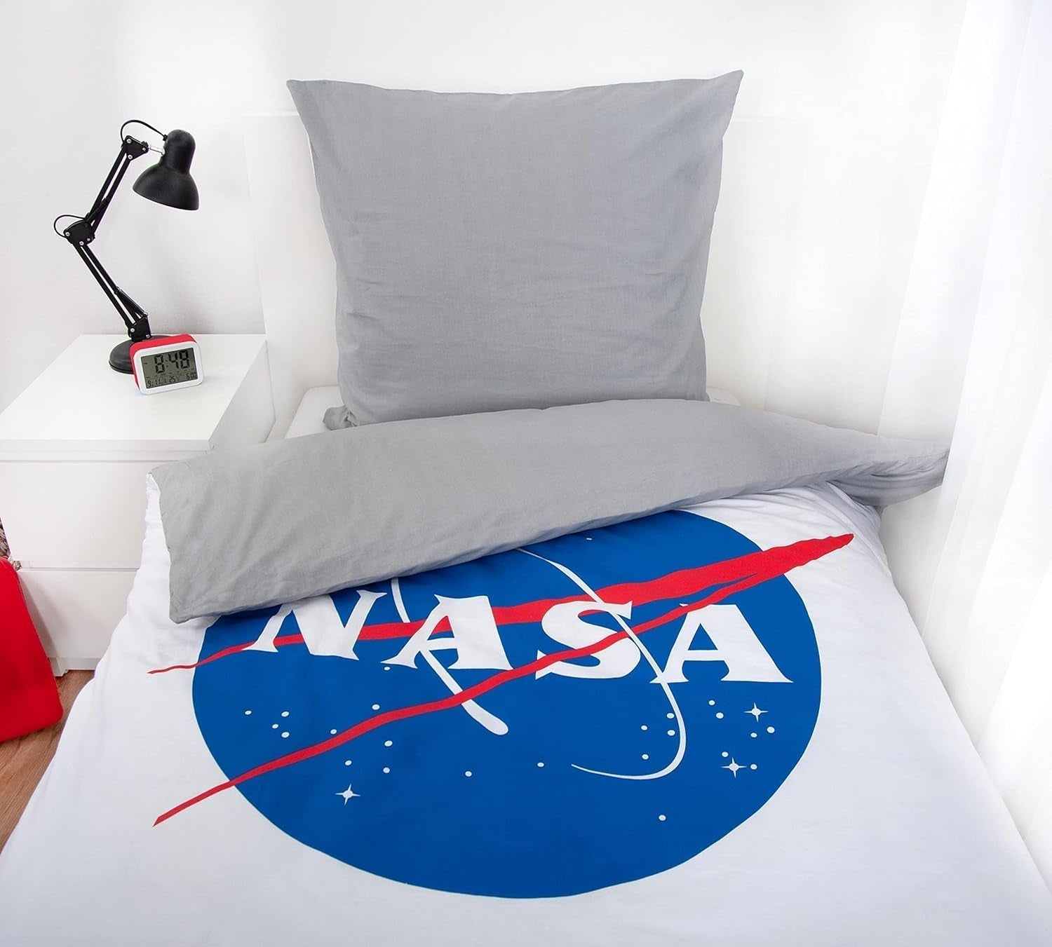 Sada povlečení NASA, bavlna/vyztužená, šedá/bílá Povlečení - dětské Naty Shop