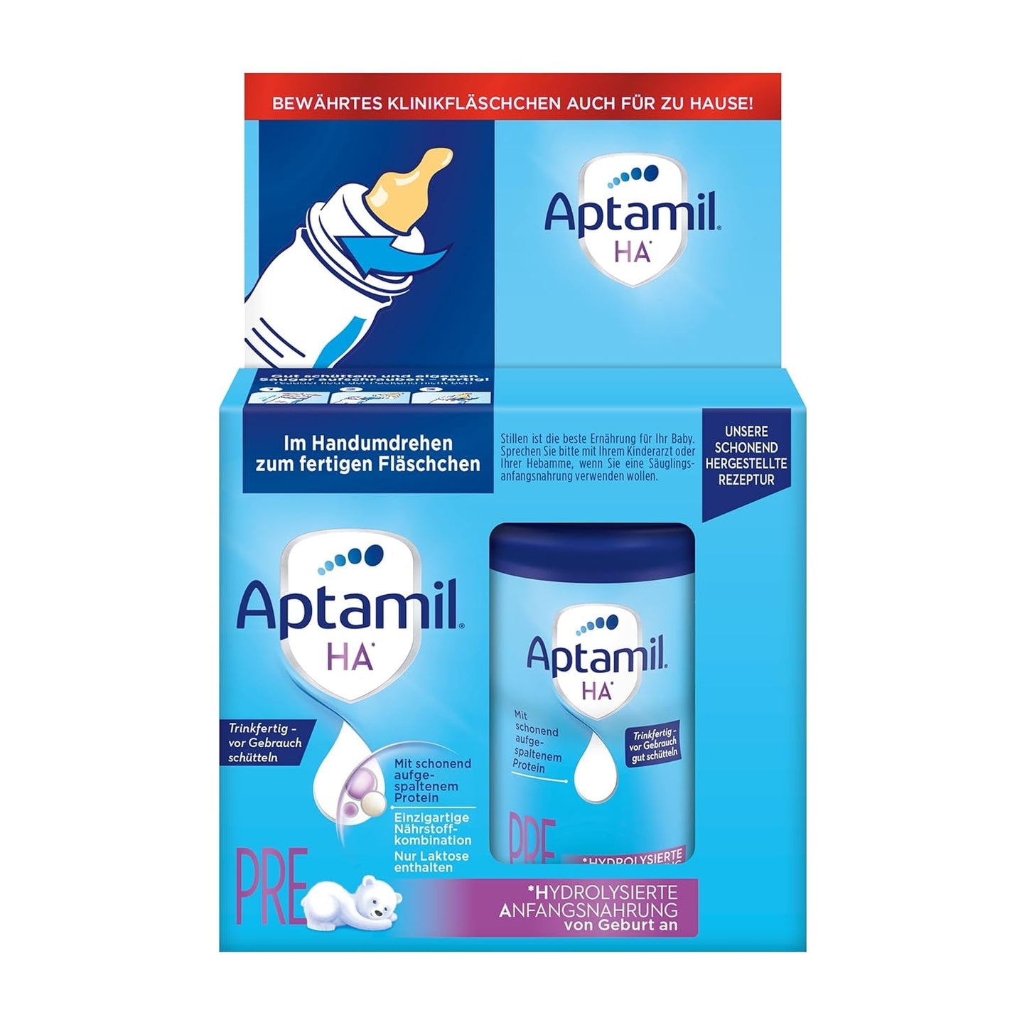 Aptamil HA Pre Ready to Drink – Hydrolyzované mléko pro kojence od narození – 4 x 2 x 90 ml