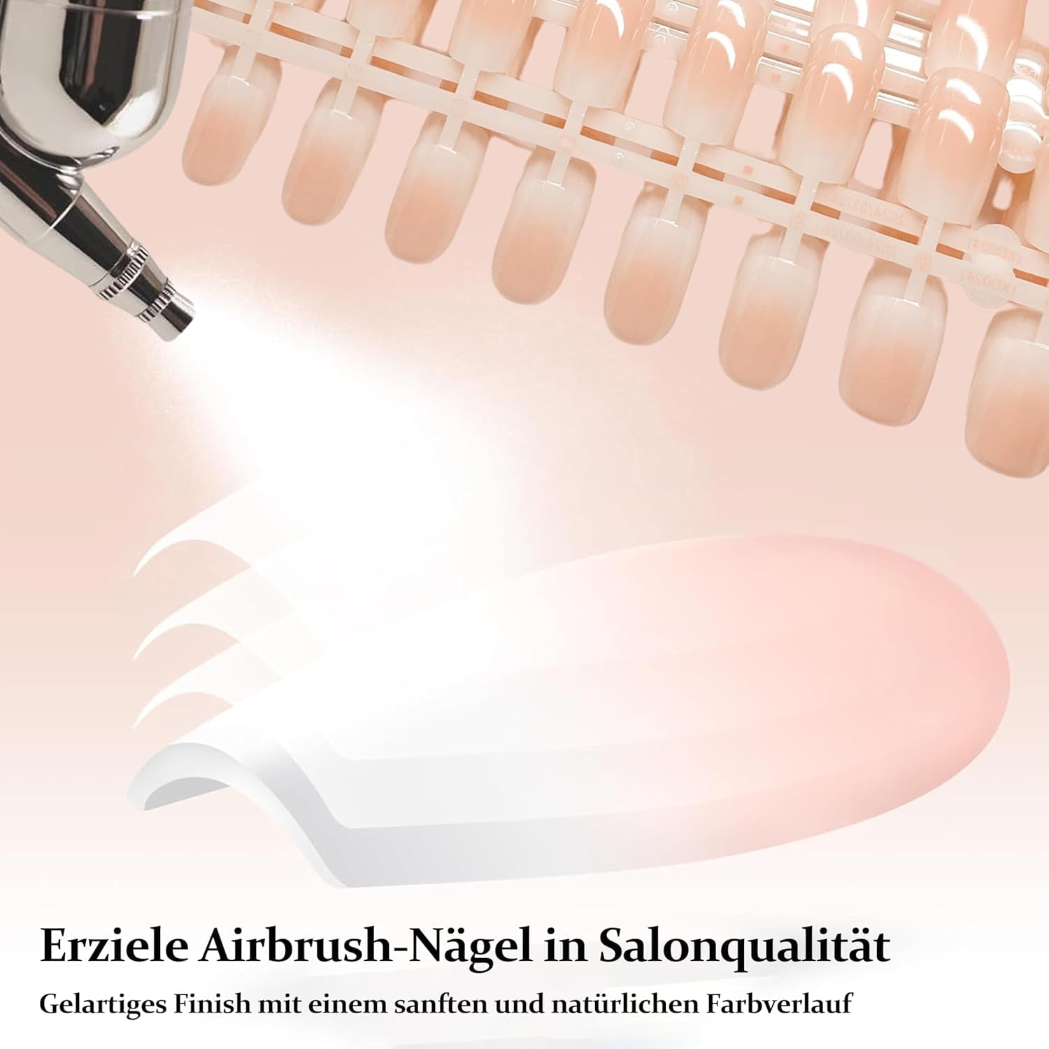 240ks Gradient Square Nails Set, Nude White Gradient Artificial Nails for Oil Pen Lepidlo, Medium Ombre Natural Falešné nehty pro ženy DIY (Nude Square)