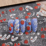 JMEOWIO 3D Nálepka na nehty Weihnachten Glitzer Nail Art Nálepka Selbstklebend Nagelaufkleber 5D Stereoskopické Schneeflocke Winterurlaub Süß Dekoration Nageldesign Zubehör 4 Blatt