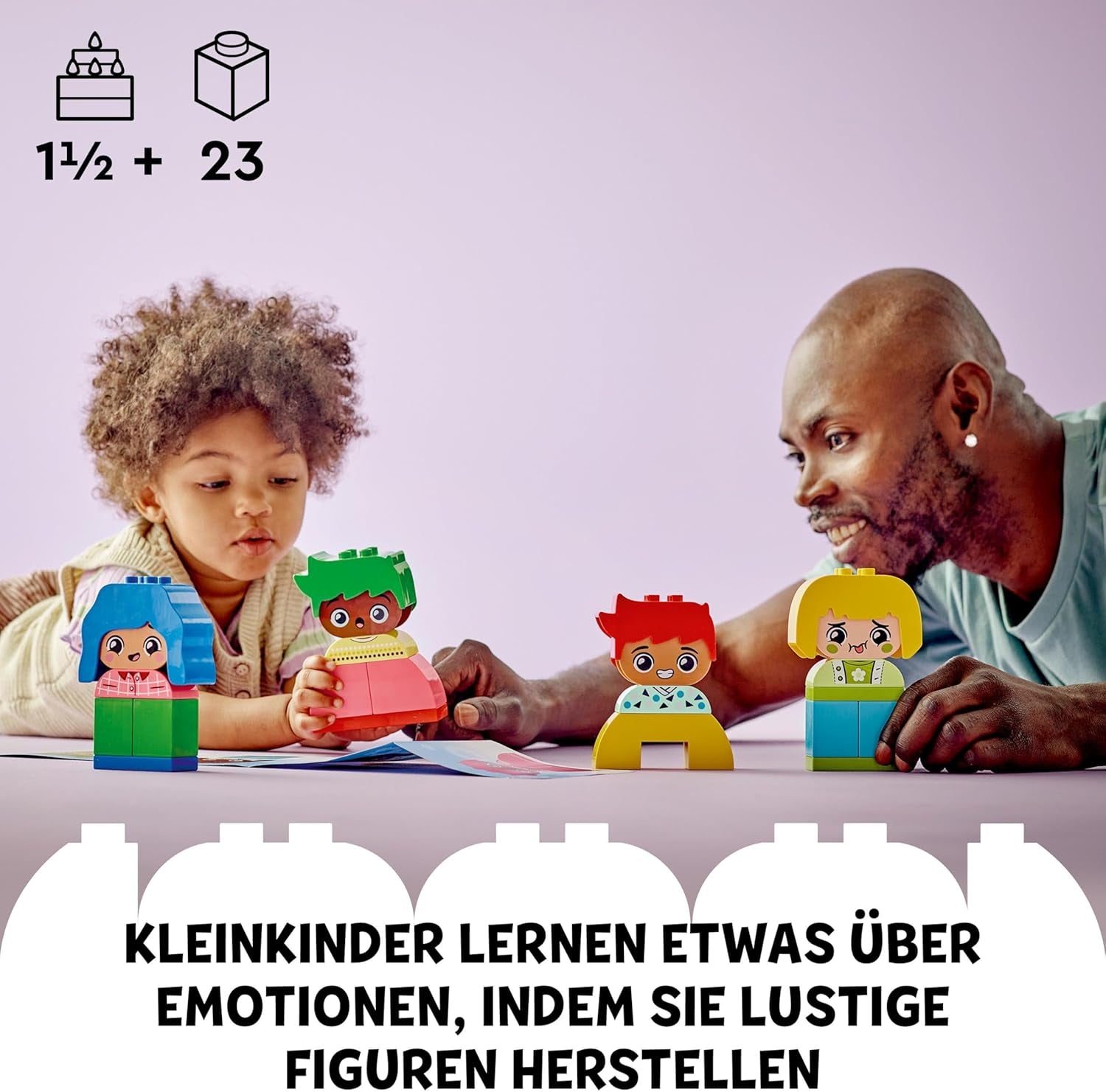 LEGO DUPLO Big Feelings, stavitelská skládací hra s 23 barevnými kostkami a 4 figurkami, motorická hračka na podporu sociálního a emocionálního rozvoje malých dětí od 18 měsíců 10415 Stavebnice Beuche den LEGO-Store