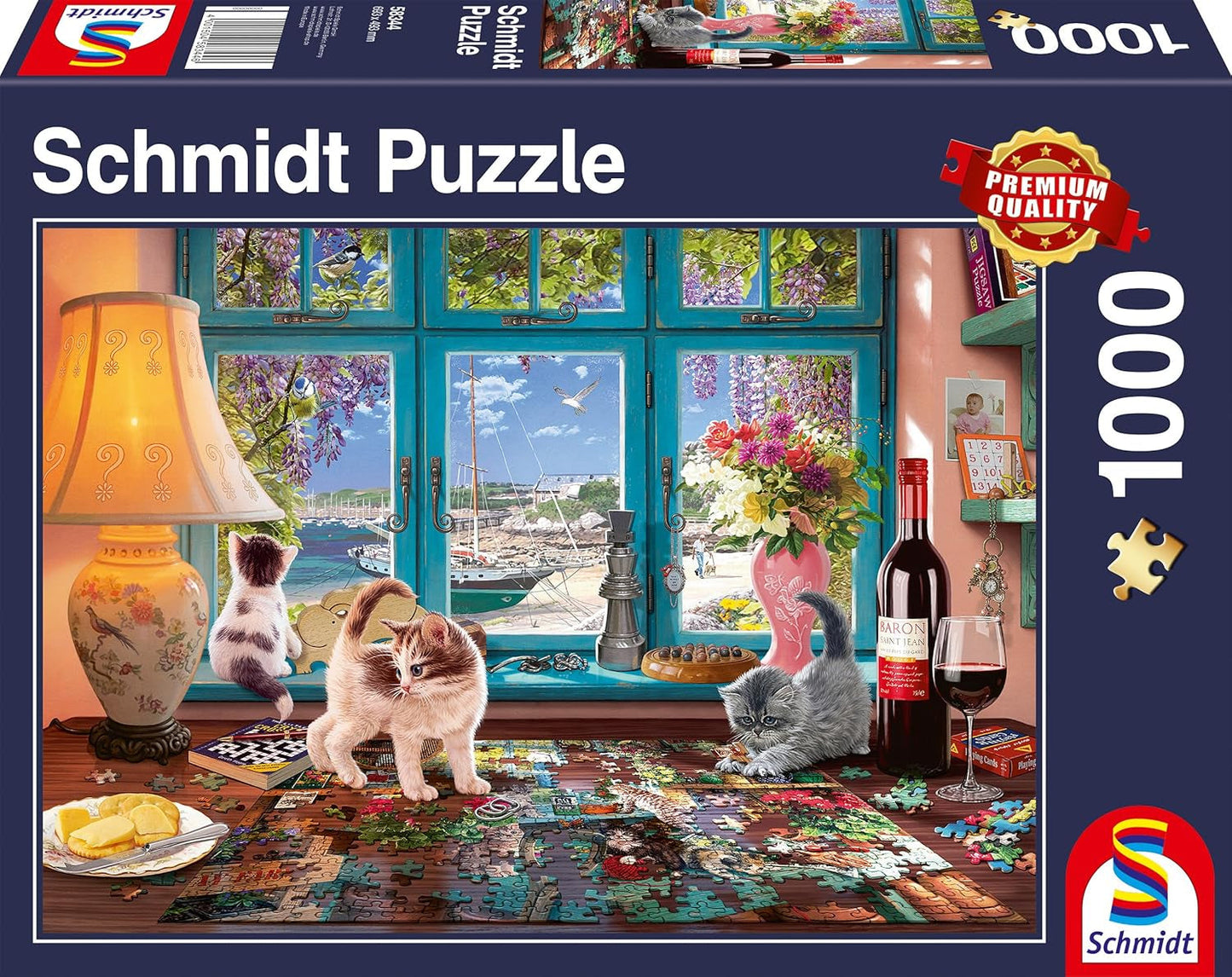Schmidt Spiele 58344 U stolu s puzzle, 1000 dílků Puzzle Naty Shop Výchozí název