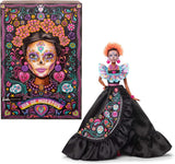 Podpisová panenka Barbie, Sběratelská figurka Día De Muertos 2024 v černých šatech a modrém nařaseném topu, vyšívaný potisk a barevné doplňky, HRM72