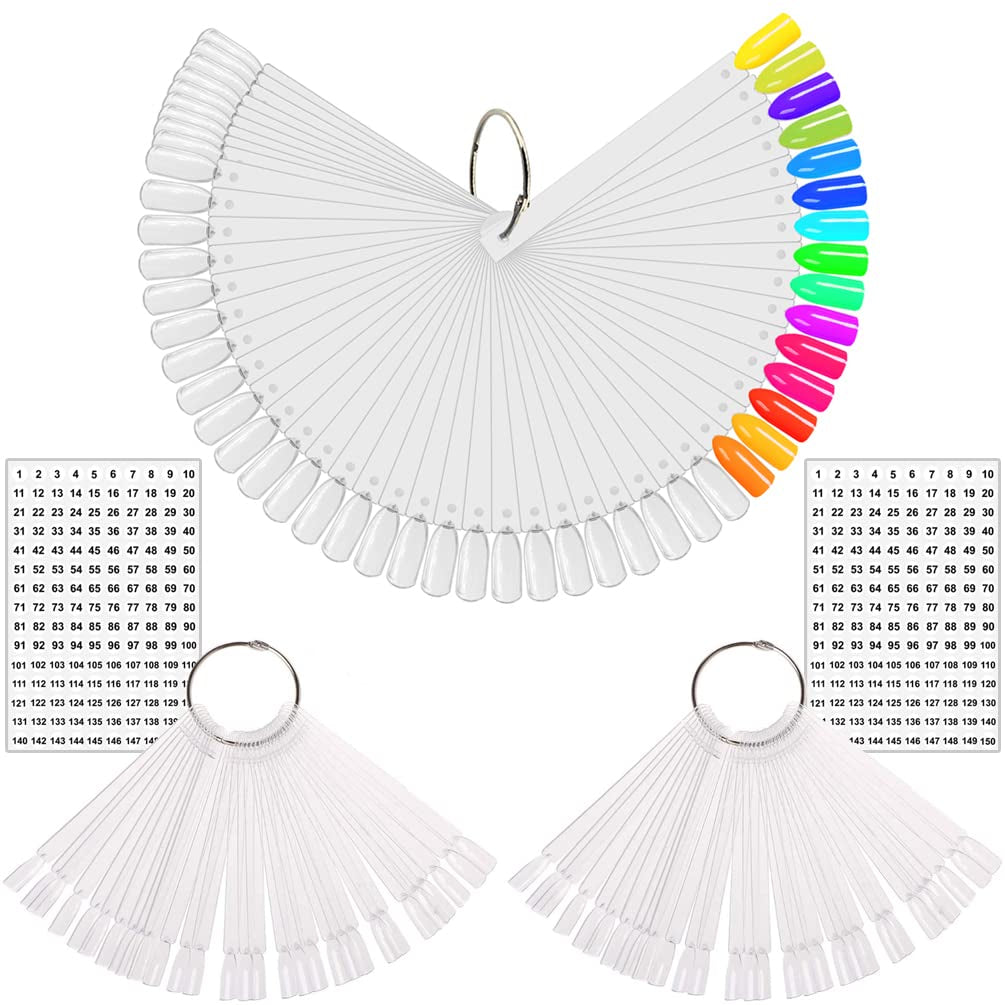 150 Stück Nail Art Tips Prsten, transparentní Farbe Karte Platten Nagelleck Display Ring Sticks, Nagel Salon Übungen Display Tips na nehty