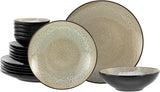 CreaTable, 24464, Malmö Beige Series, 18dílná sada nádobí pro 6, sada kameninových talířů, vhodné do myčky a mikrovlnné trouby, kvalitní výroba