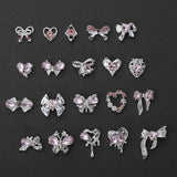 Luxus Rosa Diamant Nagel Charms 3D Butterfly Nail Art Charms Mašle na nehty Y2K Heart Charms Nägel Zubehör Schmetterling Herz Schleife Nageldesign Edelsteine ​​​​Strasssteine ​​Glitzersteine ​​​​Nagelschmuck