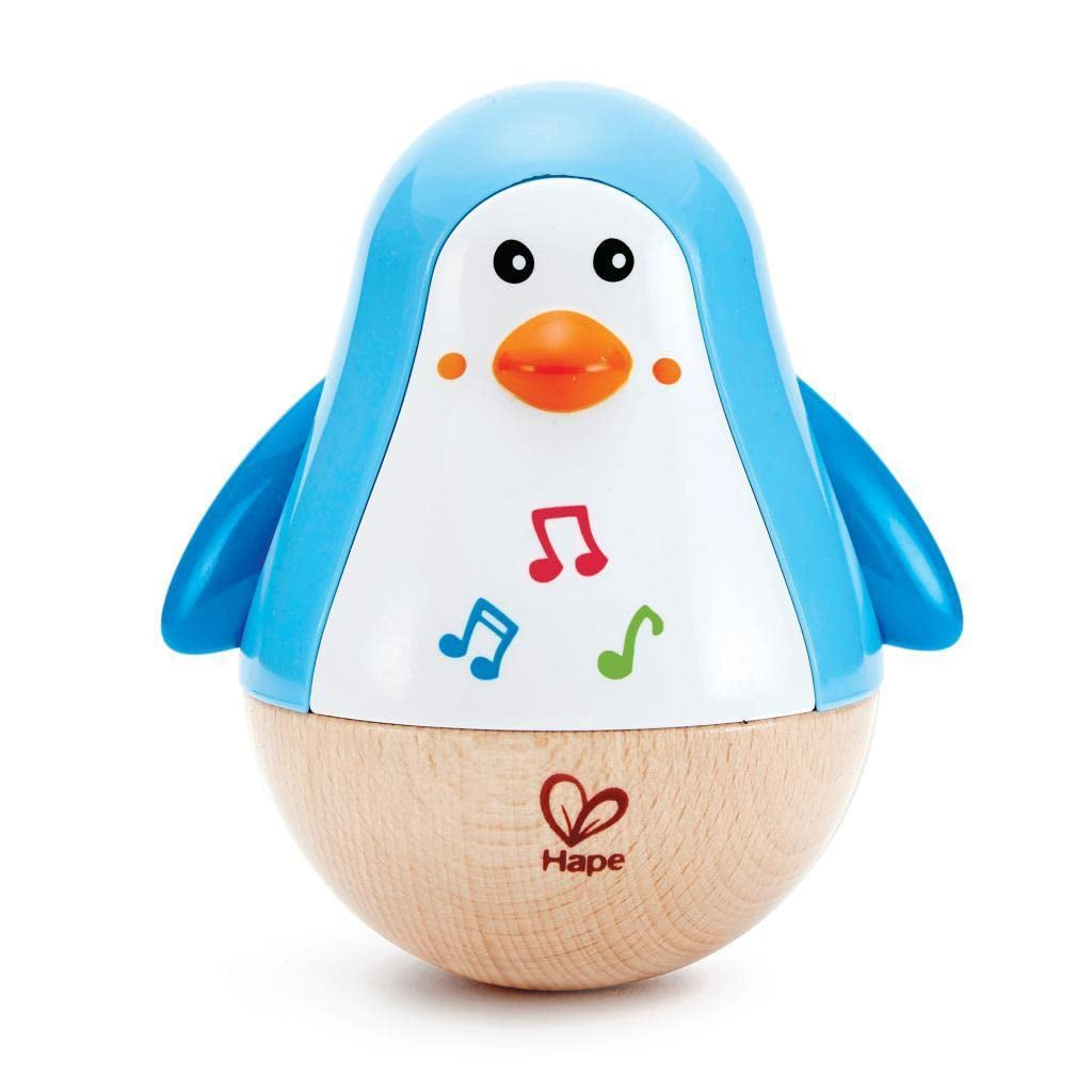 Hudební hračka Baby Einstein Magic Touch s dřevěným bubnem na 6 měsíců a hudební wobbler Up & Hape Penguin, barevná kolébavá melodie, hračka Roly-Poly na 6 měsíců a up Bebe Toys Naty Shop