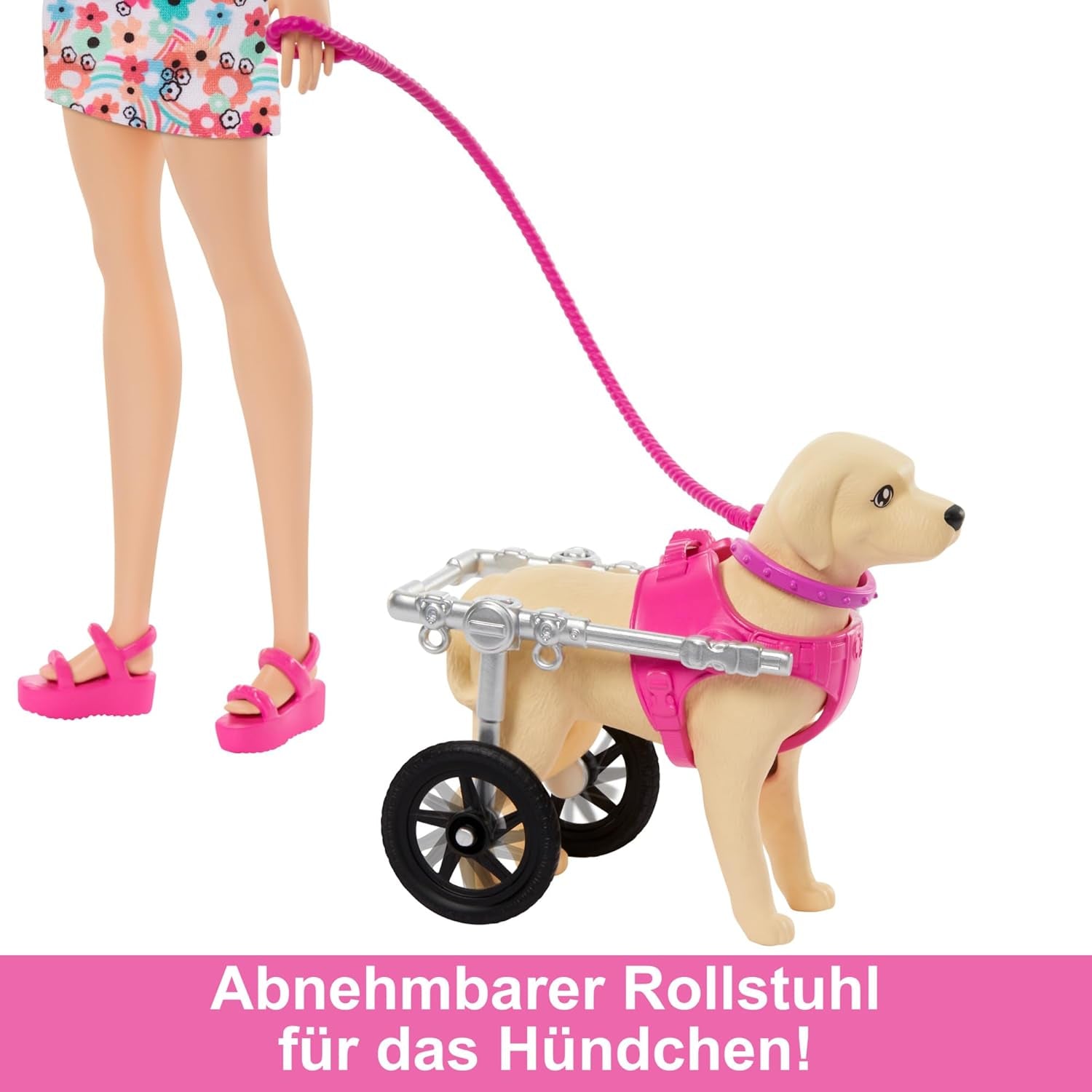Panenka Barbie Dog Duo a doplňky, včetně malého a velkého psa s invalidním vozíkem, vodítkem, miskou na jídlo, pelíškem a pamlsky, od 3 let, panenky Naty Shop HTK37