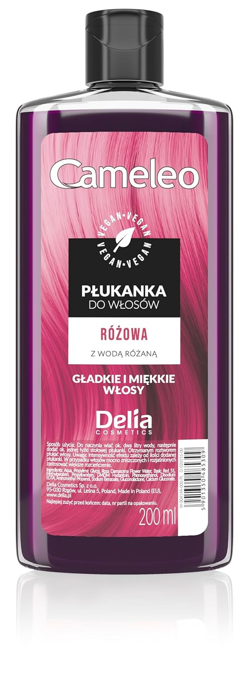 Cameleo - Růžová voda Růžové vlasové tonikum Bez žlutého odstínu Polopermanentní barva na vlasy - pro blond a šedivé vlasy - Barva a péče - Bez parabenů | 200 ml Naty Shop Hair Dye Nová verze - Růžová 200 ml (1 balení)
