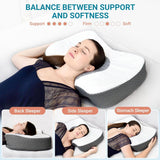 Elviros Memory Foam Ortopedický polštář Polštář proti bolesti krku Polštář na spaní Ergonomický Polštář na krk Polštář na podporu krku Polštář proti chrápání pro postranní spáče Žaludeční pražce Bílé Ortopedické polštáře na krk Naty Shop