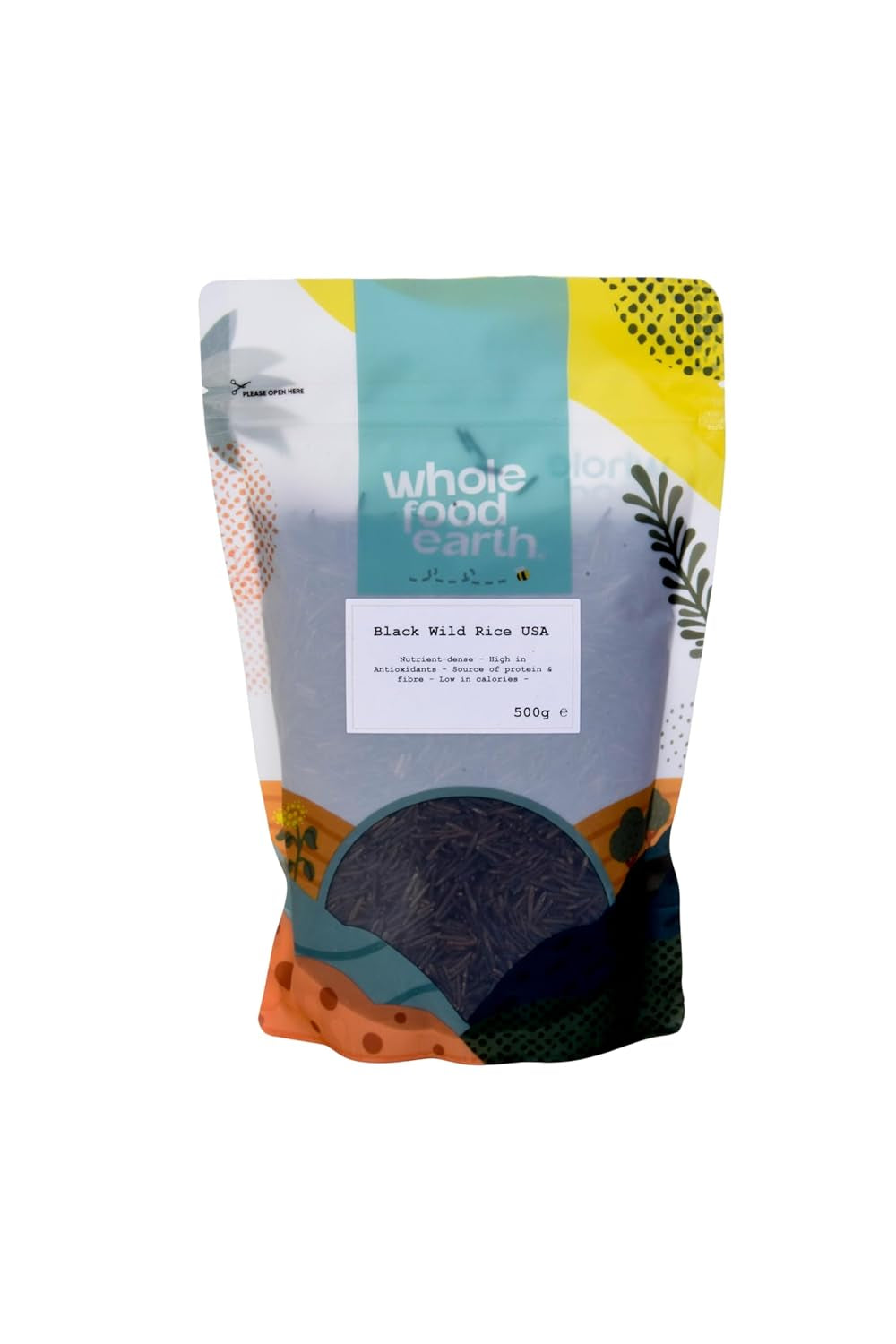 Wholefood Earth USA Černá divoká rýže - Bez GMO - Přírodní - Vegan - Bez mléka - Bez přidaného cukru, 500 g