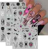 JMEOWIO Nálepka na nehty Halloween 6 Blatt Nálepka na nehty Selbtklebend Nagelaufkleber Dekoration Nageldesign Zubehör