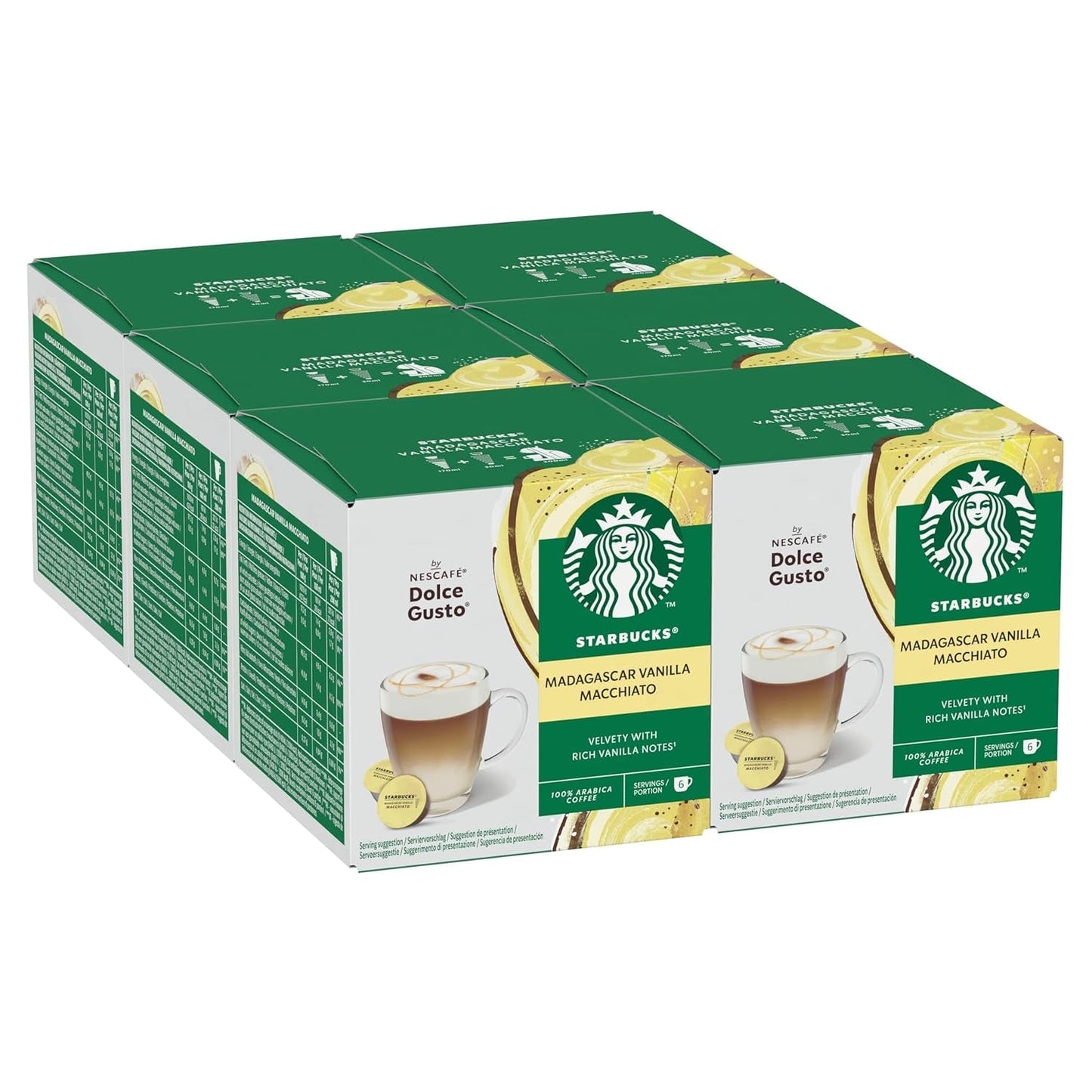 STARBUCKS Vanilla Macchiato od Nescafé Dolce Gusto Kaffeekapseln 6 x 12 (72 kapslí)