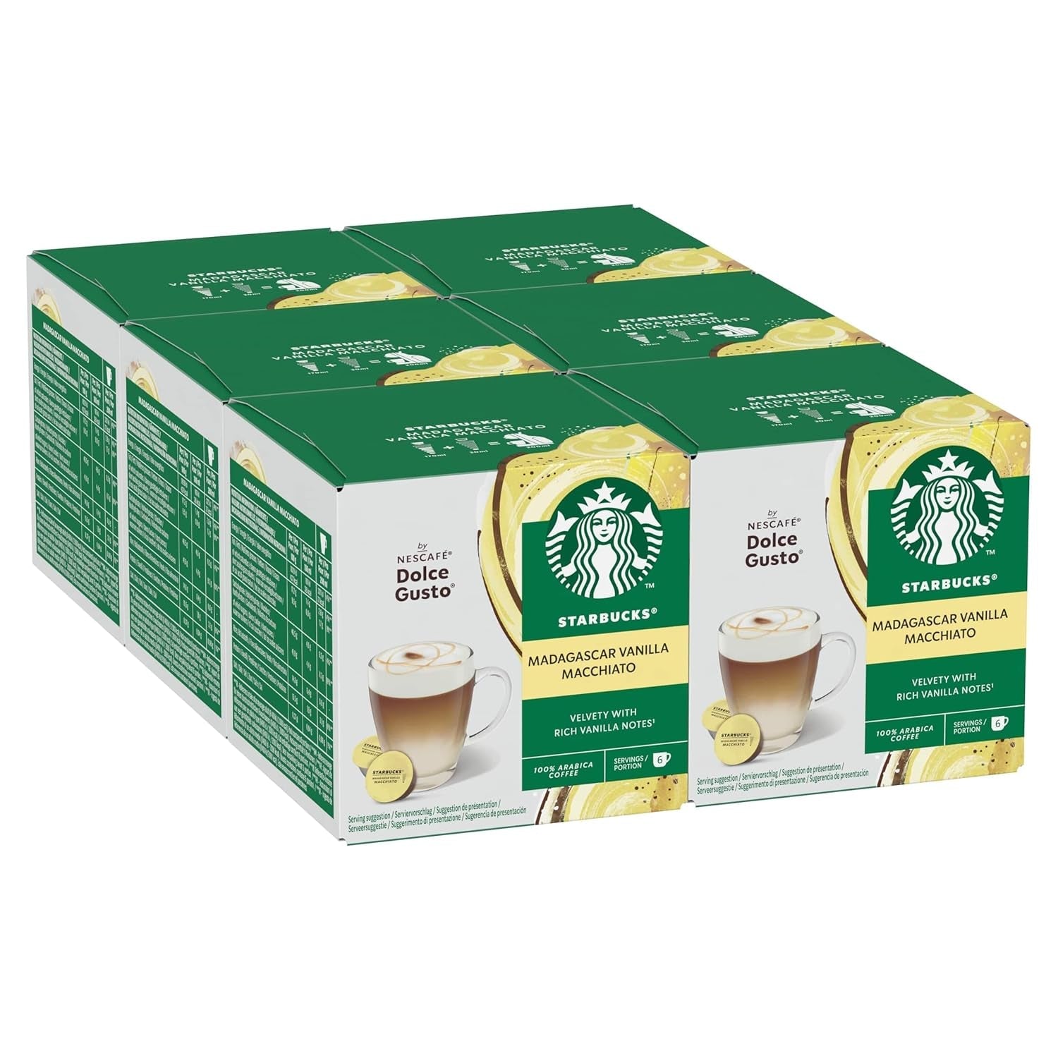 STARBUCKS Vanilla Macchiato od Nescafé Dolce Gusto Kaffeekapseln 6 x 12 (72 kapslí)
