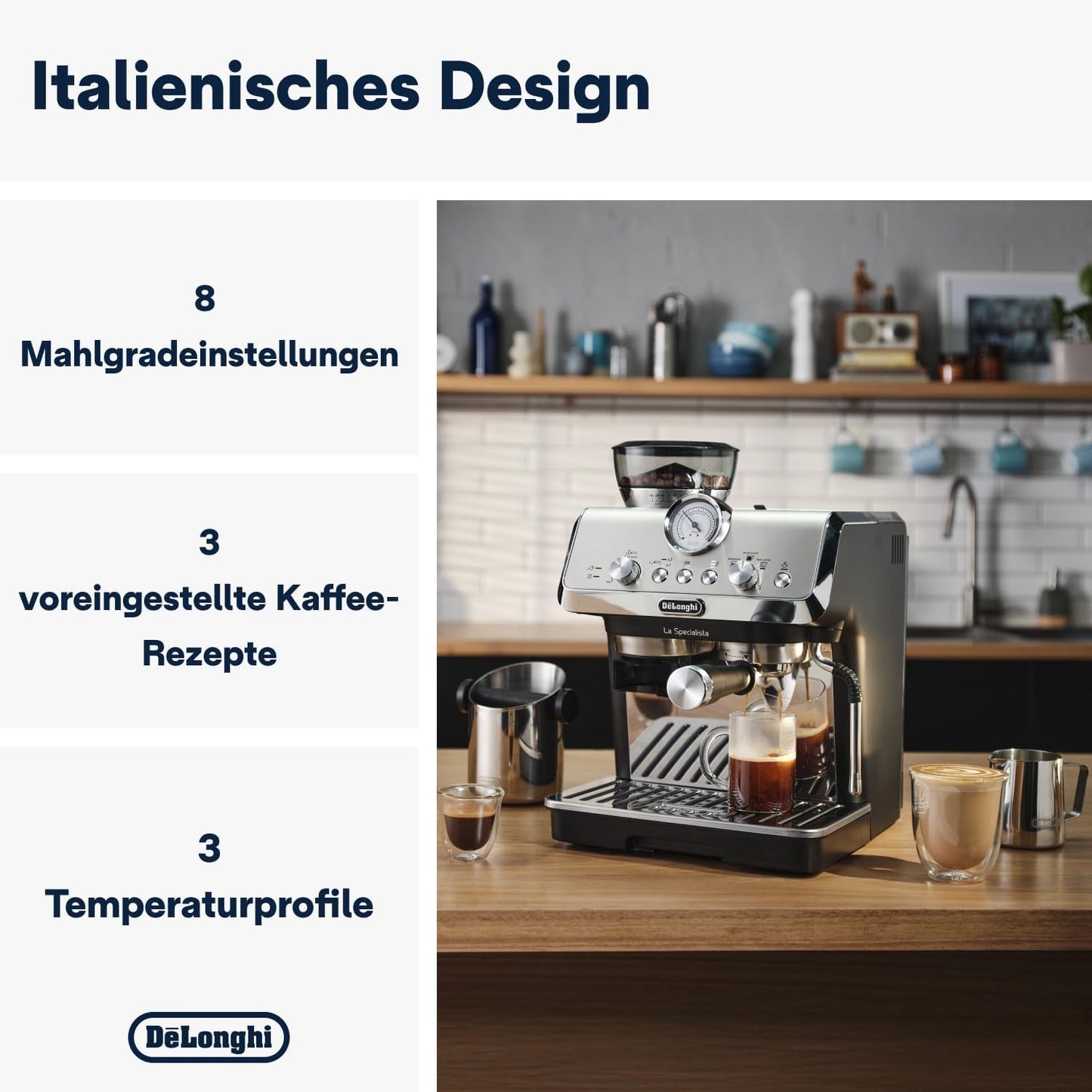 Portafiltrační espresso kávovar De'Longhi La Specialista Arte EC9155.MB s mlýnkem, 8 nastavení mletí, tlak 15 barů, 3 nastavení teploty, napěňovač mléka, 1550 W, nádrž 1,7 l, nerez/černá, včetně baristické sady