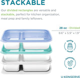 U Konserve - Dělená obdélníková dóza na potraviny z nerezové oceli se silikonovým víčkem - Island Teal - 28oz / 825ml krabičky na skladování potravin Naty Shop
