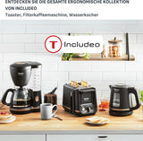 Espresso kávovar Tefal Includeo Filter, Espresso extrémně snadné použití, Vhodné pro praváky i leváky, Automatické otevírání víka, 1,25 l, 10 až 15 šálků, CM533811