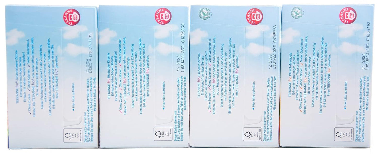 Teekanne Frio balení 4 ks, rebarbora-třešeň, rybíz-citron, malina-citron, broskev-maracuja (4 x 45 g)