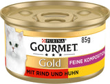 Gourmet Gold Fine Composition mokré krmivo pro kočky s hovězím a kuřecím masem, balení 12 ks (12 x 85 g)