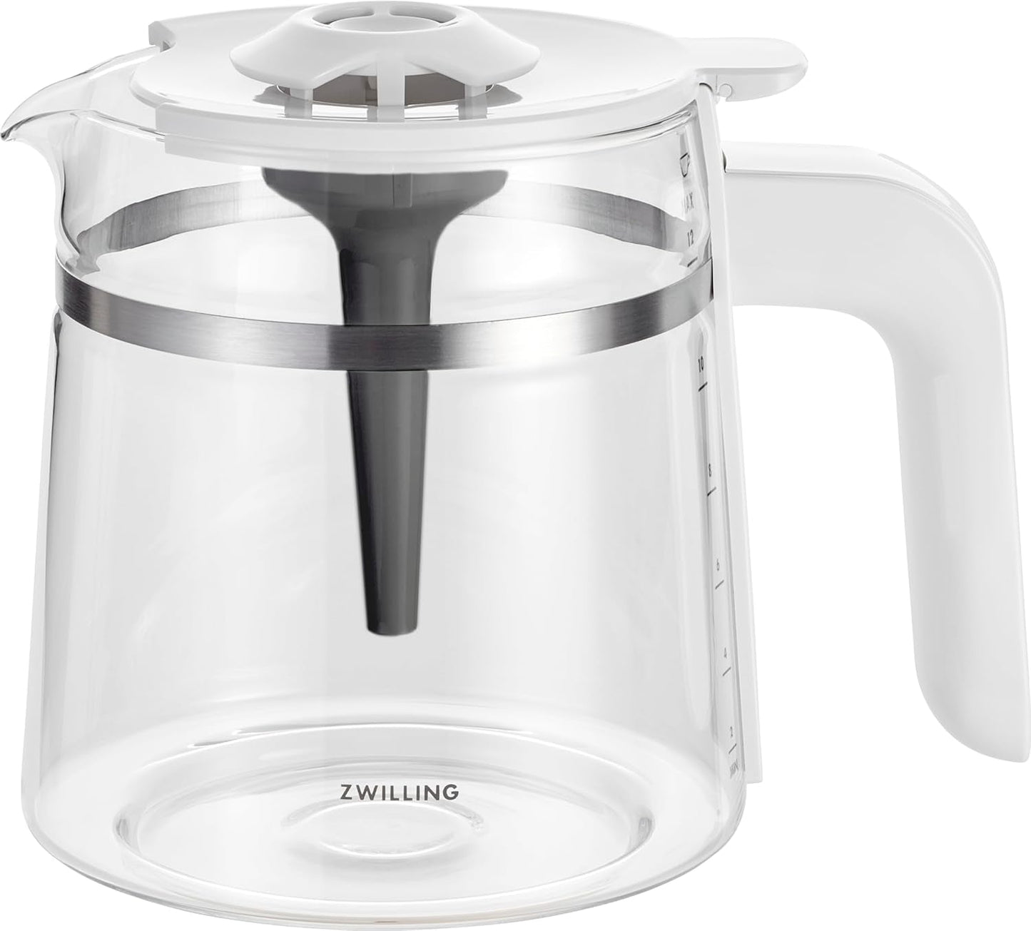 Espresso kávovar ZWILLING ENFINIGY s filtrem se skleněnou karafou o objemu 1,5 l, espresso kávovar s nerezovým bojlerem, funkcí kvetení a inteligentním odstraňováním vodního kamene, plast, stříbrná