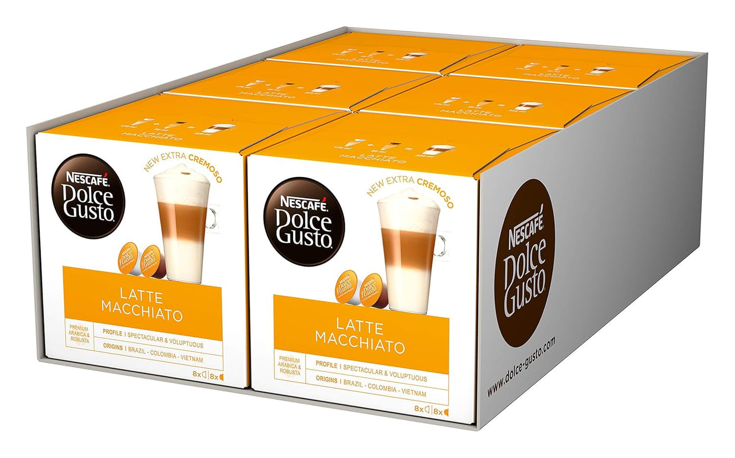 Latte Macchiato | 96 Kaffeekapseln & Latte Macchiato Caramel | 48 Kaffeekapseln | Směs Arabica Robusta | Feines Caramell Aroma a leckerer Milchschaum
