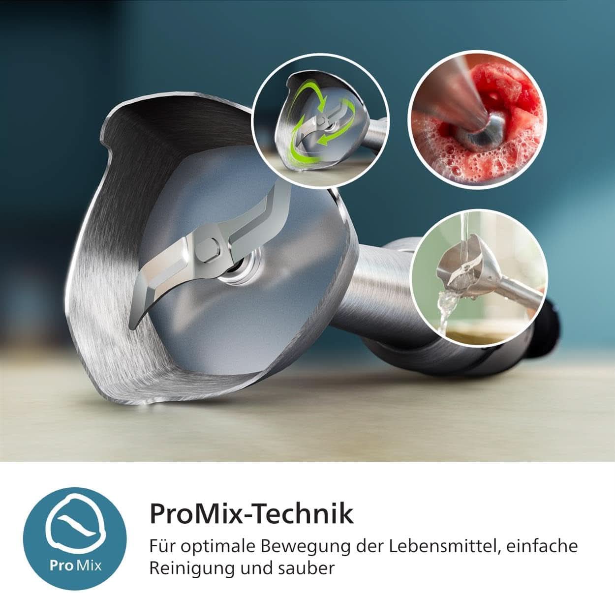 Stabmixér Philips řady 5000 - 1200W Leistung. Technologie Promix. Vedl Geschwindigkeitsanzeiger. Stufenlose Geschwindigkeitseinstellung. Kompaktní design. Leicht Zu Reinigen. Schwarz (HR2681/00) Kitchen Naty Shop
