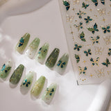 2 Blätter 5D Schmetterling Nálepka na nehty Selbstklebend, Nálepka Nagel Gold Rand, Nagel Designing Zubehör, Nail Art Stickers, Schmetterlinge Deko Nagelaufkleber, Nageltattoos