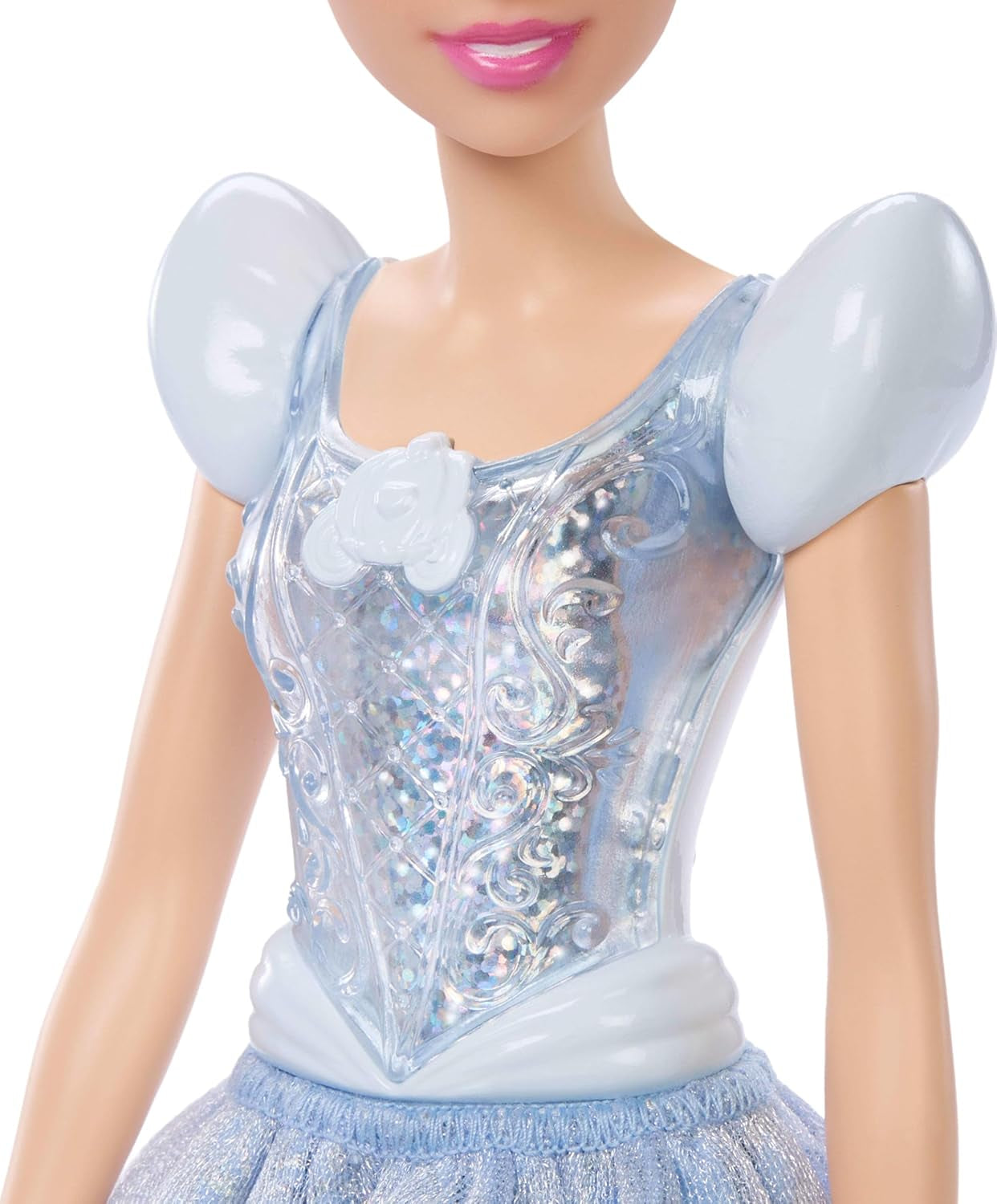 Mattel DISNEY Princezna Popelka - Kloubová panenka se třpytivým outfitem, odnímatelné boty a diadém, vyčesané vlasy pro zábavu při stylingu, pro děti od 3 let, HLW06