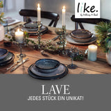 jako. de Villeroy & Boch - Sada kameninového nádobí Lave Gris, 4 kusy, keramický vzhled, stolní servis pro 2, šedá
