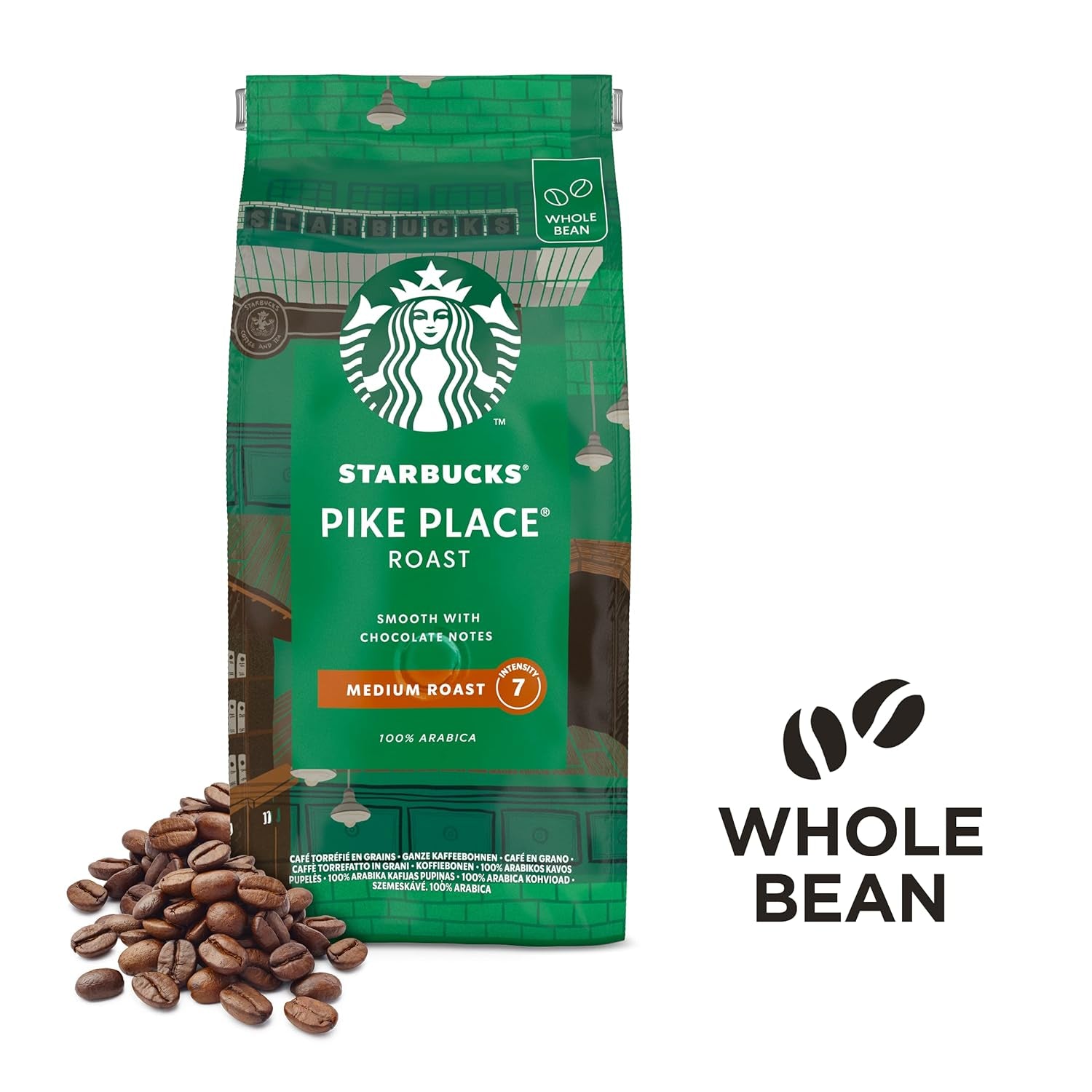 STARBUCKS Pike Place Roast, Mittlere Röstung, Ganze Kaffeebohnen 450 g (4er Pack)