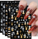 JMEOWIO Nálepka na nehty Weihnachten Gold Glitter Silber 8 Blatt Nálepka na nehty Selbtklebend Nagelaufkleber Schneeflocke Winterurlaub Dekoration Nageldesign Zubehör