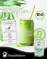 Nananatura'S Bio Matcha Latte Mix s 22% Ceremoniálním práškem ze zeleného čaje z Japonska | Pro jednoduchý a lahodný požitek z čaje | Vhodné také na zmrzlinu a pečivo