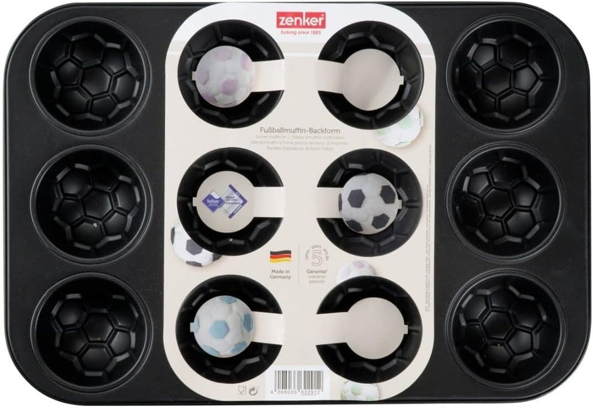 Zenker 12Er Muffinform – Muffinbackblech Für Muffins Und Cupcakes Aus Der Serie Fotbalové pečení – Hitzebeständiges 12Er Muffinblech Mit Antihaftbeschichtung, Schwarz Formy a plechy na pečení Naty Shop