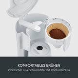 Espresso kávovar Severin s filtrem a 2 termo karafami, espressovač s víkem, nalévání bez kapání, dlouhé udržování teploty, automatické vypínání, 1000 W, cca. 1 litr, bílá, KA 9309