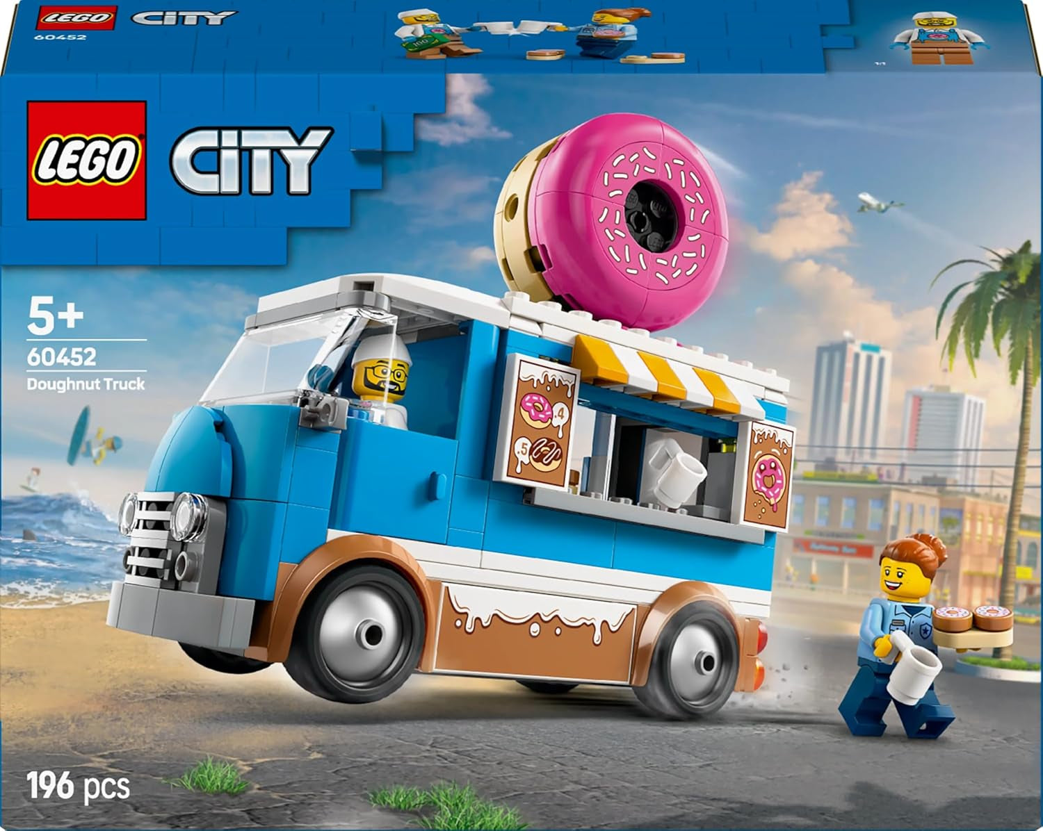 LEGO City Donut Truck - Hrací náklaďák s jídlem se 2 minifigurkami policistů - Stavebnice pro chlapce a dívky ve věku 5+ - Tip na narozeninový dárek a dárek k svátku 60452 Stavebnice Besuche den LEGO-Store